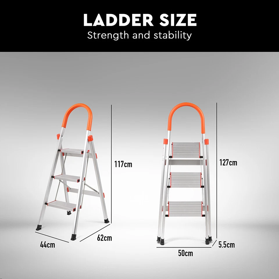 3 4 5 6 Step Ladder Multi Purpose Household Office Foldable Non Slip Aluminium