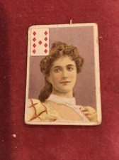 RARE TYPE WILLS MINIATURE PLAYING CARD - BEAUTIES (1896) # 9 of DIAMONDS