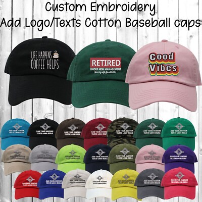 Ink Stitch Custom Logo Texts Stitching Add Logo Texts Cotton Baseball Caps
