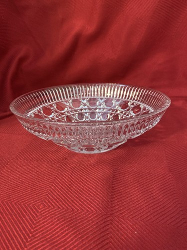 Vintage Federal Clear Glass Cane & Button Windsor Dish Bowl 7.5"x2.5" - Picture 13 of 13