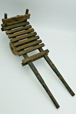 Carretto artigianale legno scuro piccolo carro da esposizione arredo presepe