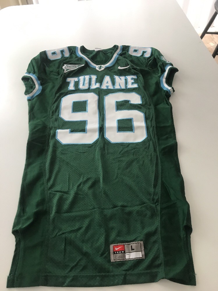 Game Worn Used Nike Tulane Green Wave Football Jersey Size L #96