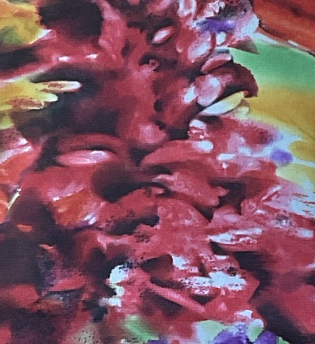 Sheer Rainbow Abstract Watercolor Chiffon Type Fabric-Drapes Well-2.8 Yards - Picture 4 of 9