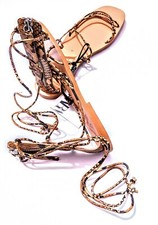 NEU ZARA GR.38 RÖMERSANDALE GLADIATOR KUNSTLEDER REPTILIENMUSTER  BRAUN   