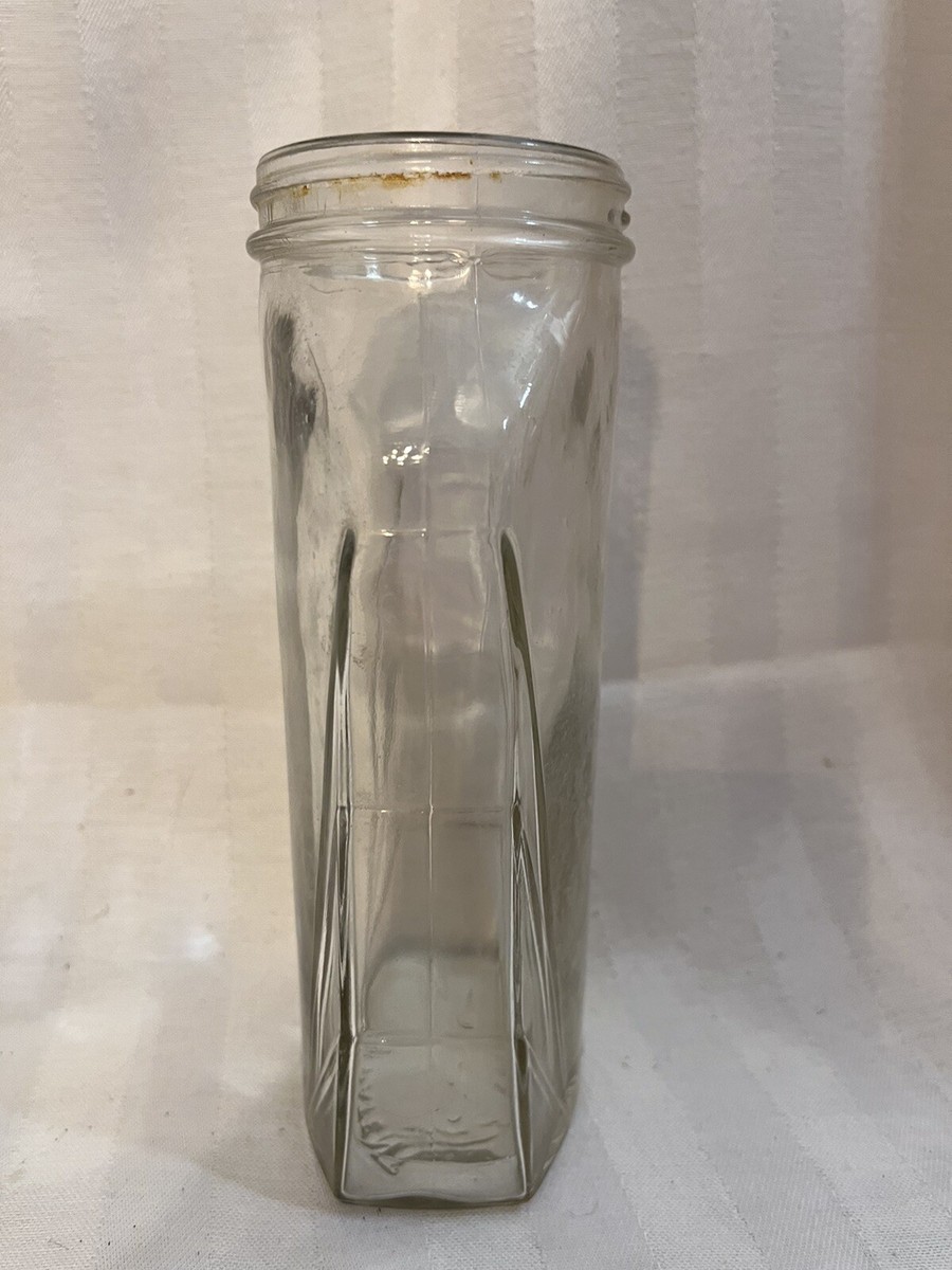 Art Deco Clear Glass Jar Ribbed Oval Design Pat #86565 Vintage No