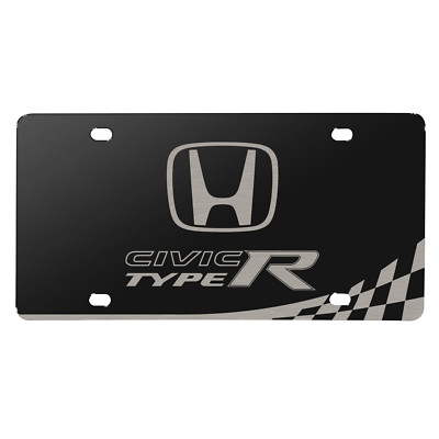 CIVIC TYPE R ロゴプレート 2枚セット　マスコット　化粧　展示 Honda Logo Civic Type-R Matt-Look Laser Etched Checker Stripe