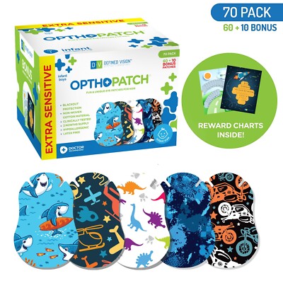 Infants Extra Sensitive Adhesive Eye Patch Boys 70 Pack Series II OPTHOPATCH 