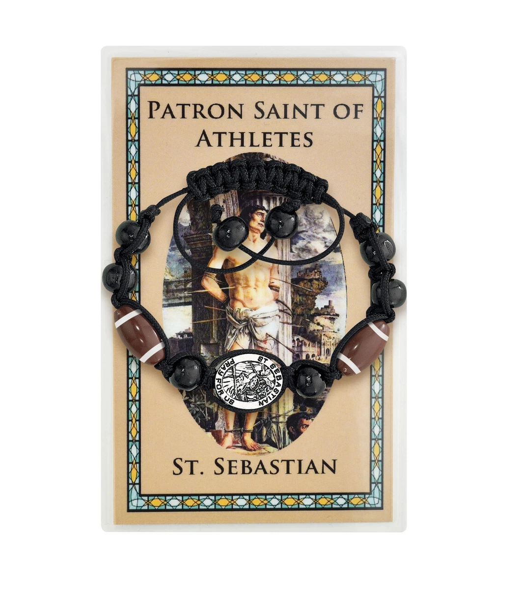 St. Sebastian Football Bracelet Plus A Laminated Holy Card