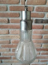 Lampadario anni 1960 vintage vetro e acciaio - design retro deco