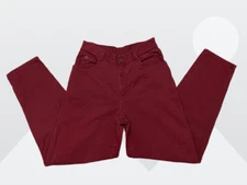 Vintage Gitano Women's Maroon Hi-Rise Tapered Leg Denim Jeans Size 29 Faded Tag