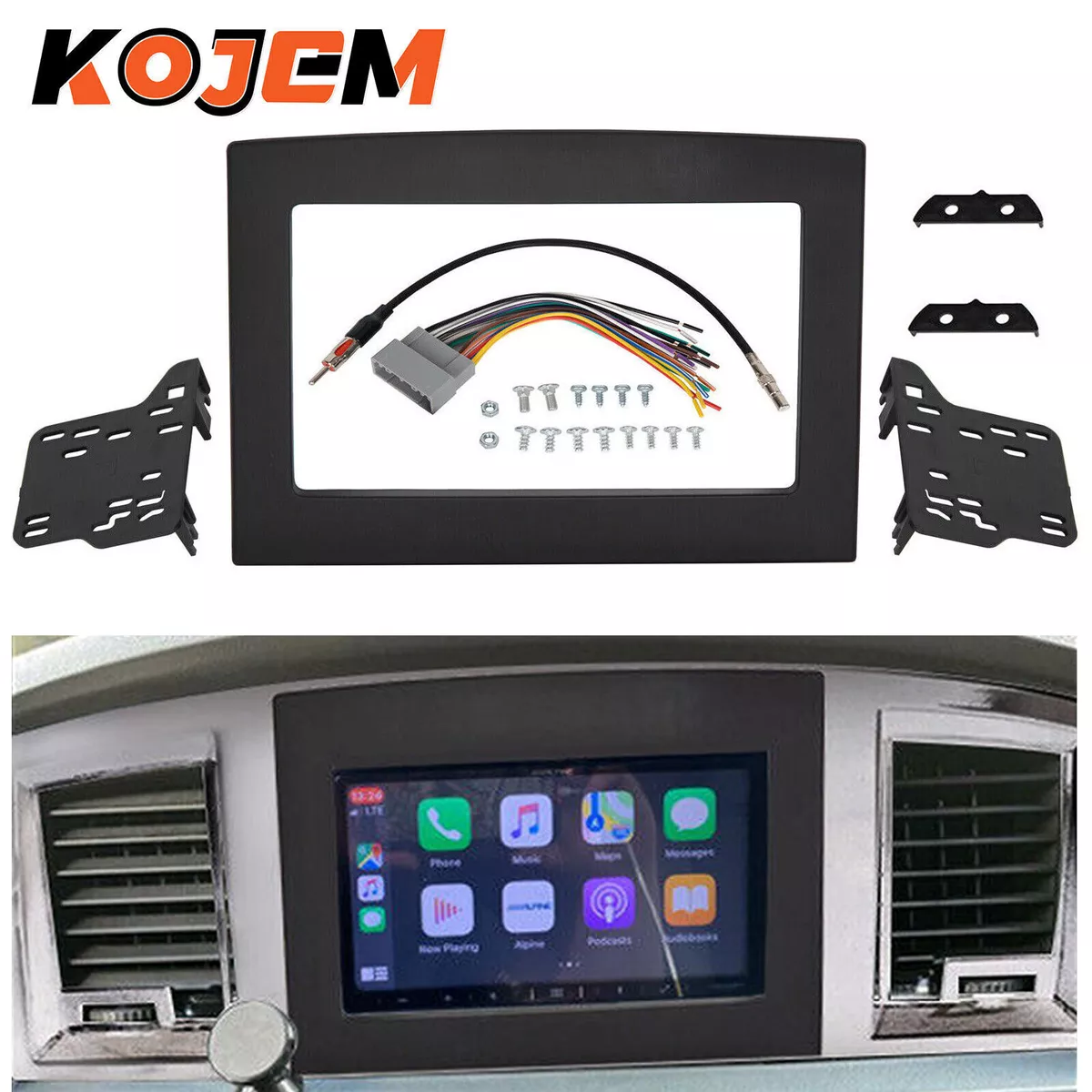 2 Din Dash Kit Car Stereo Radio Wire Harness for 06 10 Dodge Ram