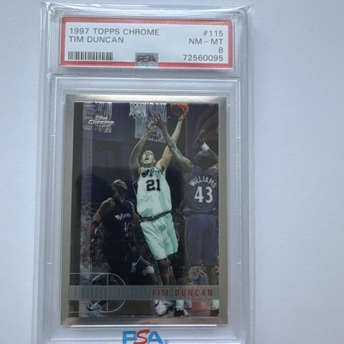 1997-98 Topps Chrome Tim Duncan Rookie Card RC #115 PSA 8 NBA Basketball