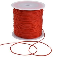 1mm x 100 Yards Red Nylon Cord Satin String for Bracelet Jewelry 1mm, red
