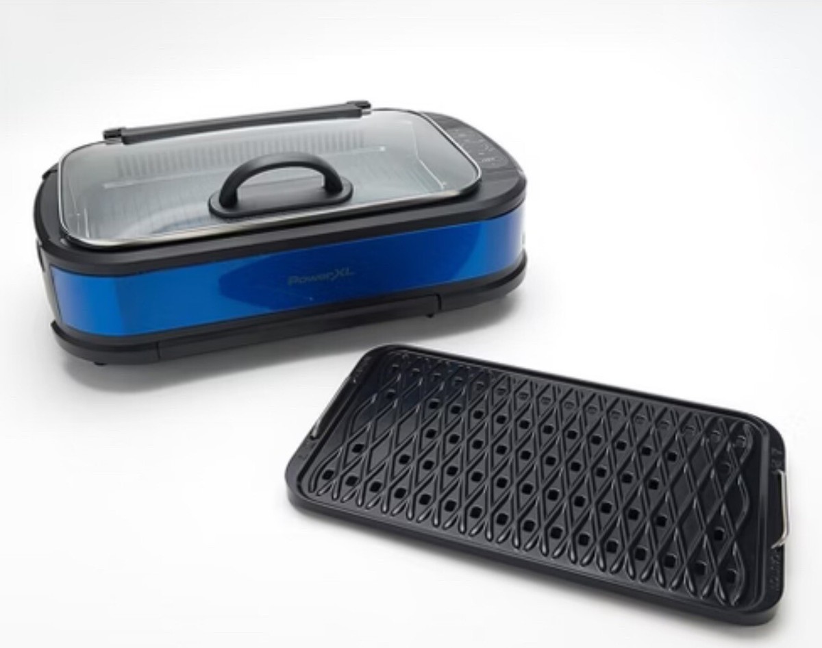 Power XL 1500W Smokeless Grill Plus Blue Red REFURBISHED