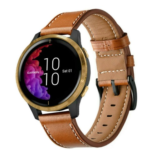 Leather Watch Band For Garmin Vivoactive 4 3 Venu 2 Plus SQ 265 245 255 Strap - Picture 5 of 20