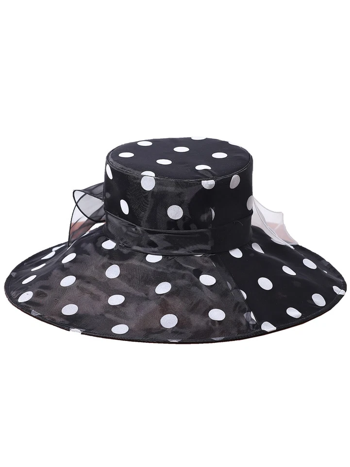 Black Kentucky Dots Fascinator Hat For Women Lady Tea Party Church Derby Hats - Image 3 of 4