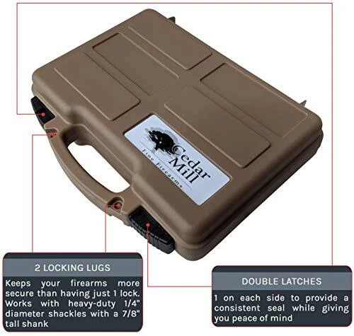 Tan Hard Pistol Case Lockable TSA Approved 22LR .38 Revolver 9mm .45 22LR 40 S&W - Image 2 of 4