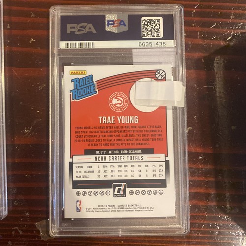 2018 Panini Donruss Rated Rookie #198 Trae Young Atlanta Hawks RC PSA 8 MINT - Picture 2 of 4