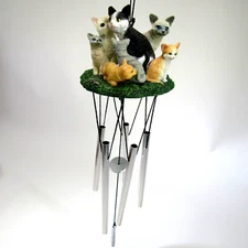 SPOONTIQUES huddle of cats kittens WIND CHIMES resin, never used; no box