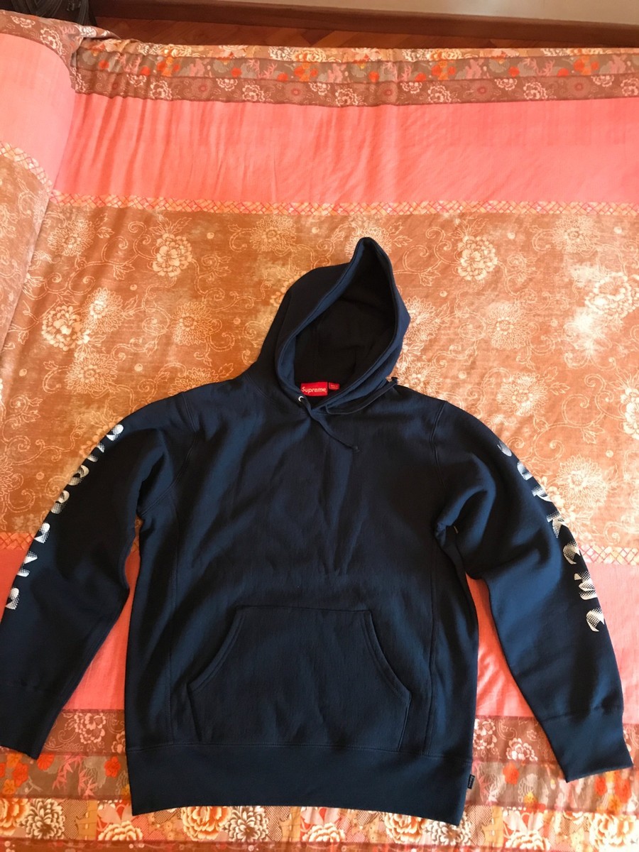 Supreme Gradient Sleeve Hooded Sweatshirt- Size: M Color: Navy 
