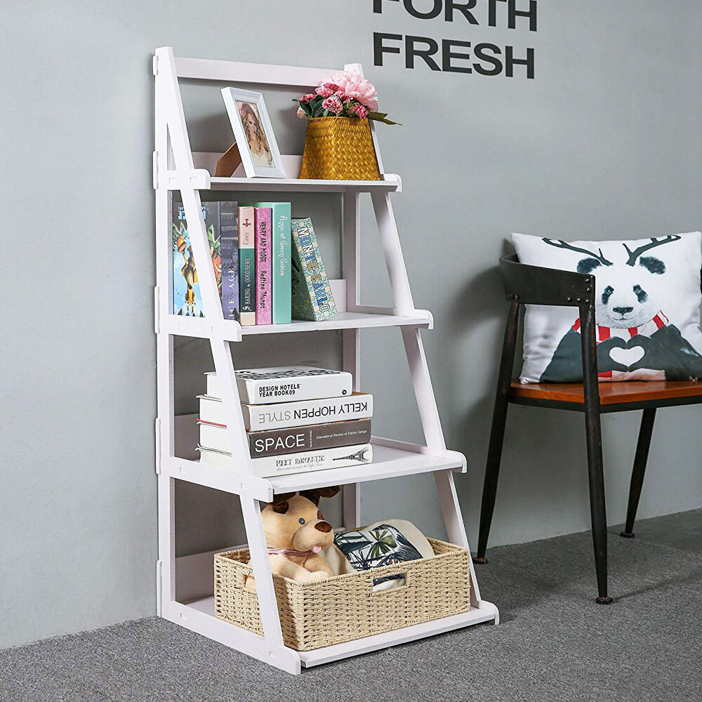 4 Tier Flower Plant Ladder Shelf Stand Storage Rack Vintage Foldable Bookshelf