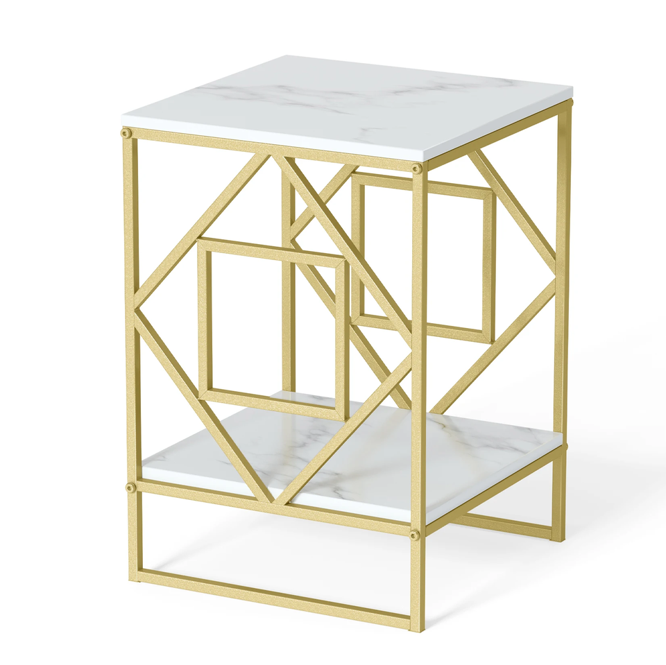 Elegant Marble Side Table with Gold Frame for Living Room or Office eBay