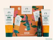 THE BODY SHOP Glow Hard Vitamin C Skincare Starter Kit Cleanse Moisturiser Serum
