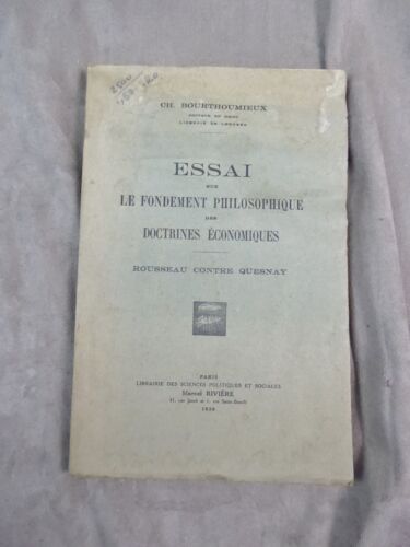 ESSAI SUR LE FONDEMENT PHILOSOPHIQUE DES DOCTRINES ECONOMIQUES. 1936. - Afbeelding 1 van 4