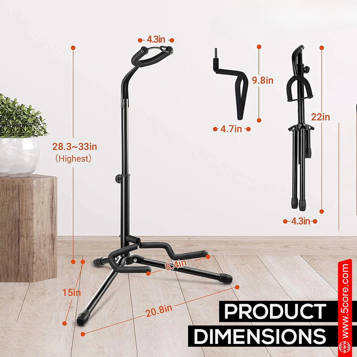 Soporte de Guitarra Piso Ajustable Plegable Trípode Acústico Eléctrico Violonchelo Soporte Vertical