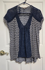 Miss Me Womens Viscose Crochet Boho Hi-Low Bl...