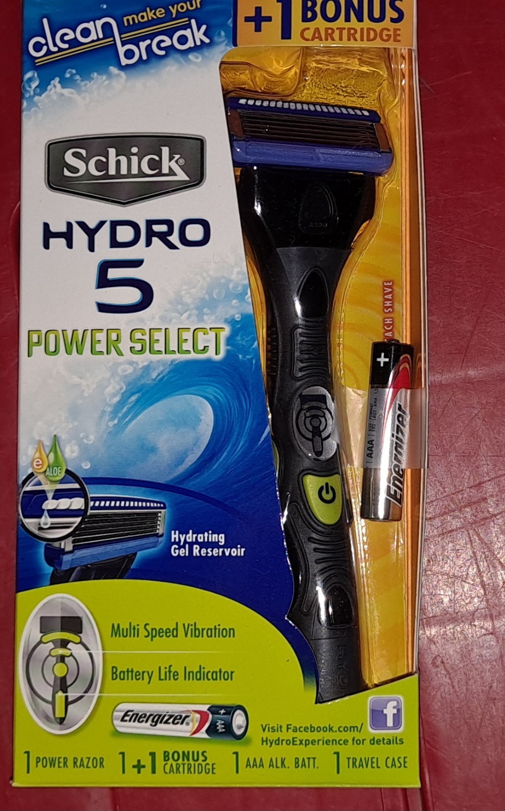 Schick Hydro 5 Power Select with Extra Cartridge and NEW Bat