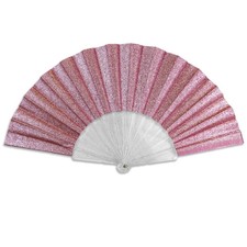 Pink Glitter Small Clack Fan   Folding Hand Fan for Line Dance, Festival, Rave