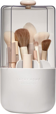 Makeup Brush Holder 360° Rotating with Dustproof Lid, Waterproof Material, 7 Com