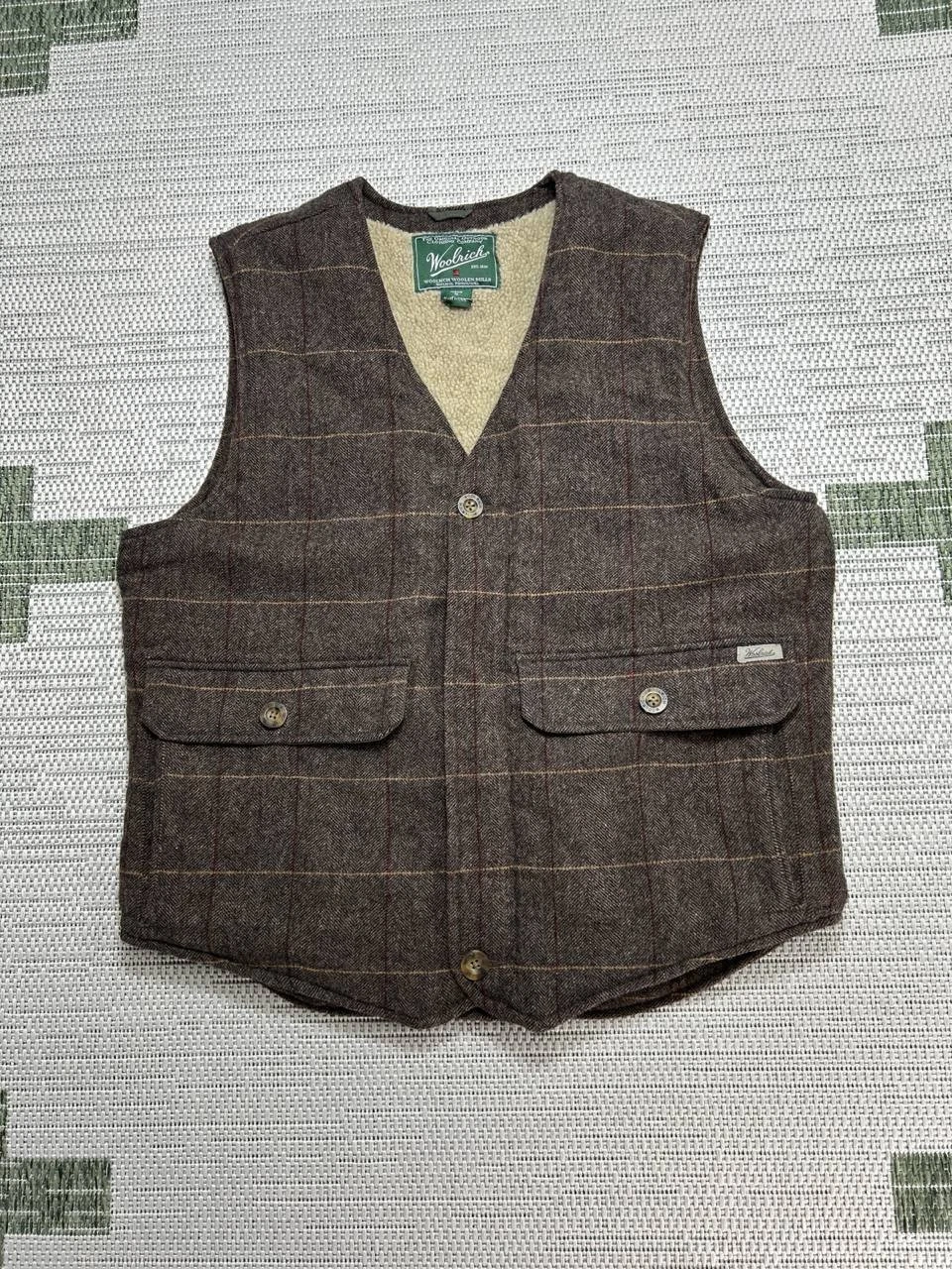Woolrich Wool Vest Mens Medium Brown Insulated
