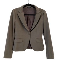 Express Design Studio Taupe One Button Blazer Jacket Women's Size 4 Fitted Work