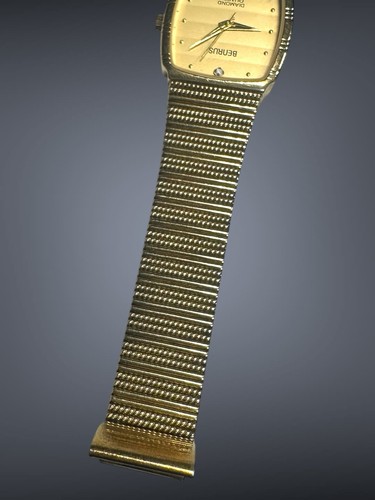 Seltener Zustand Benrus Diamant Retro Herrenuhr neue Batterie integriertes Armband - Bild 5 von 11