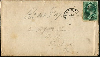 United States Green 3c Washington Meadville PA Manuscript Docketing Postal Cover