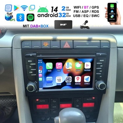 +DAB Für Audi A4 S4 RS4 8E 8F Wireless Carplay Autoradio Android 14 32G RDS NAVI