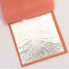 Pure Silver Leaf Foil Sheets 50pcs 99.9 Real 5 x 3 inch, Gold