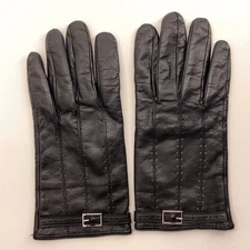 Merona Black Leather Winter Dress Gloves Silver Buckle XL