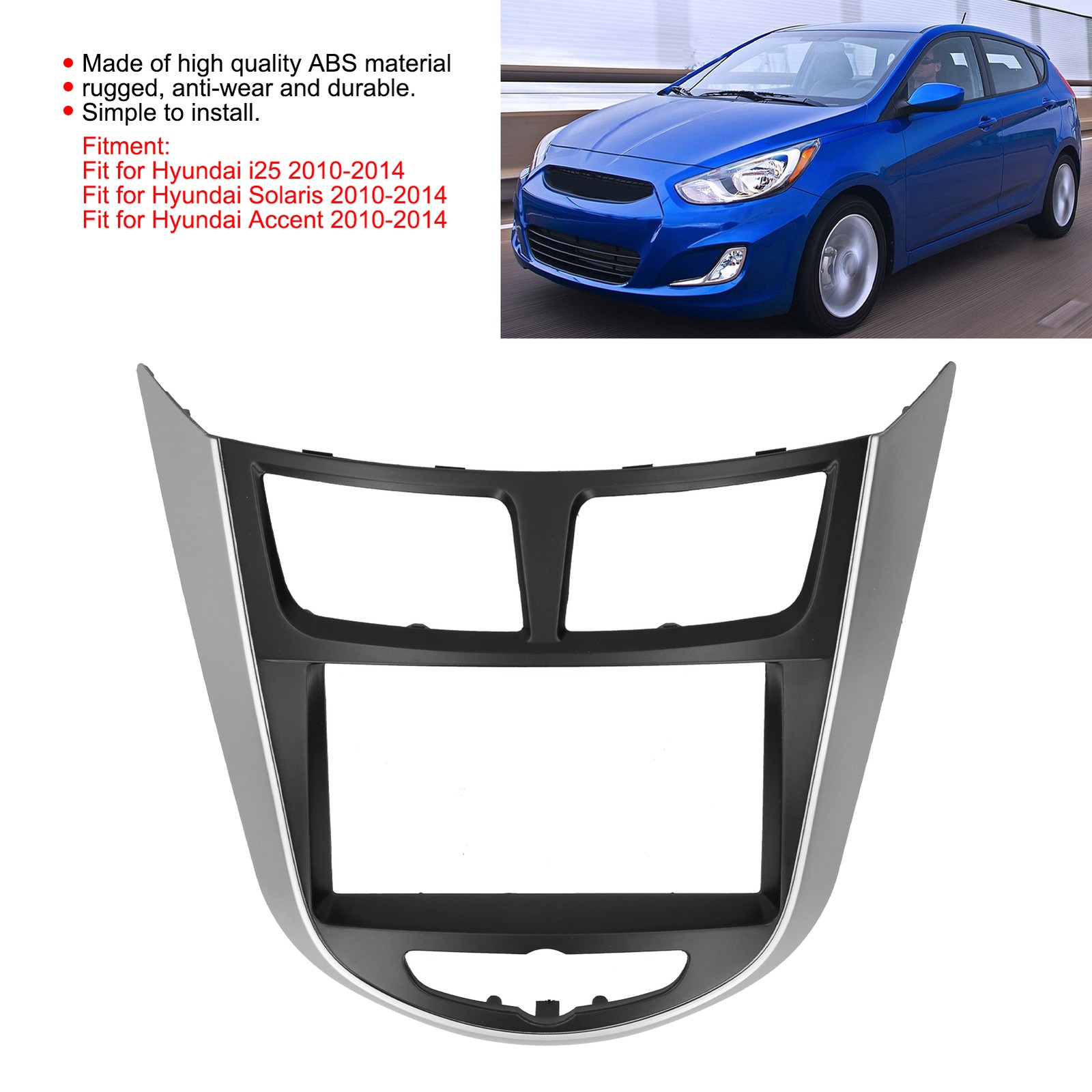 2Din Center Control DVD Fascia Navigation Panel Frame Fit For
