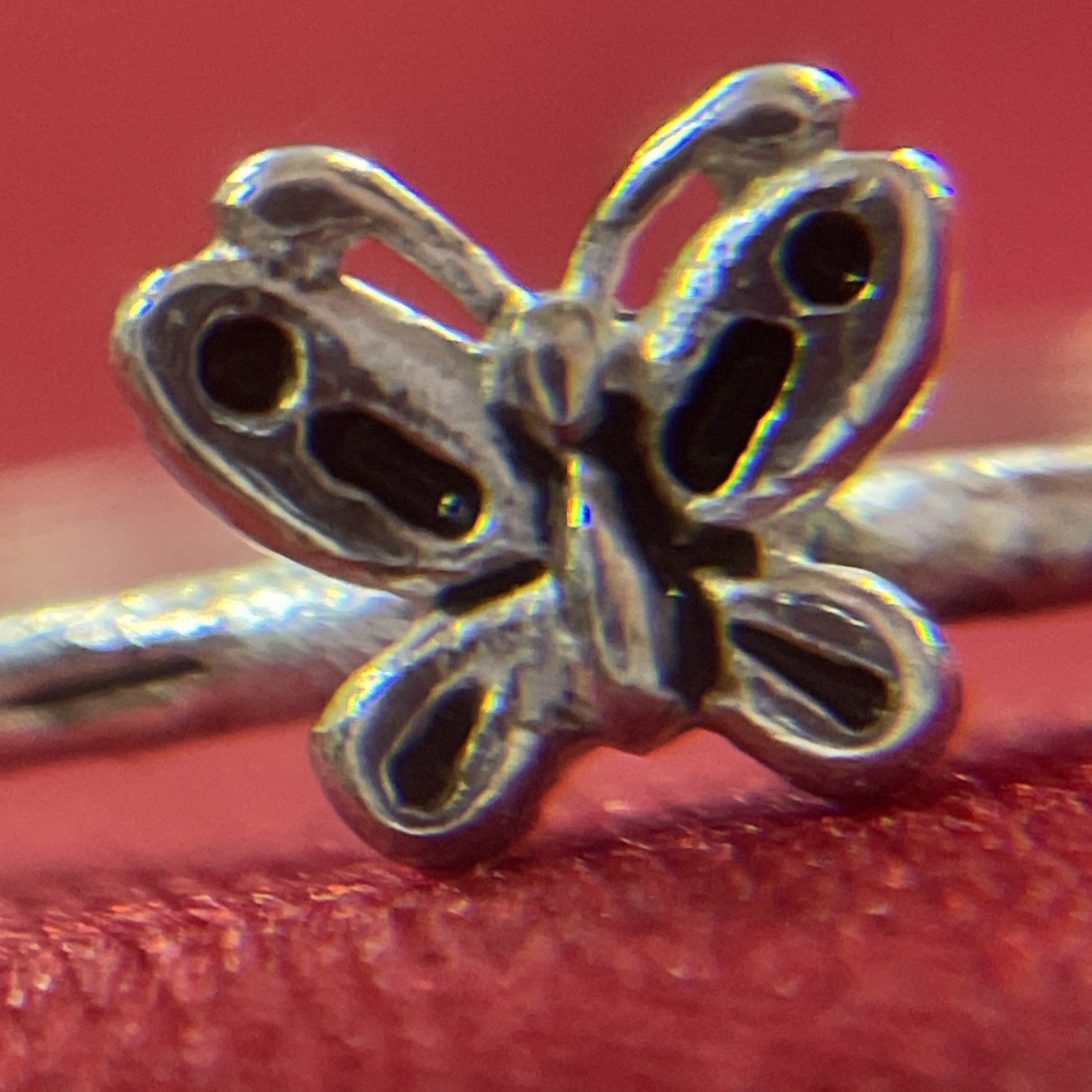 Sterling Silver 925 Stackable Small Butterfly Rin… - image 3