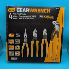 GearWrench 4 Piece PITBULL Yellow Dipped Handle Alloy Steel Plier Set
