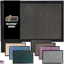 GORILLA GRIP 100% Waterproof All-Season Doormat 35x23", Gray Diamond, Durable