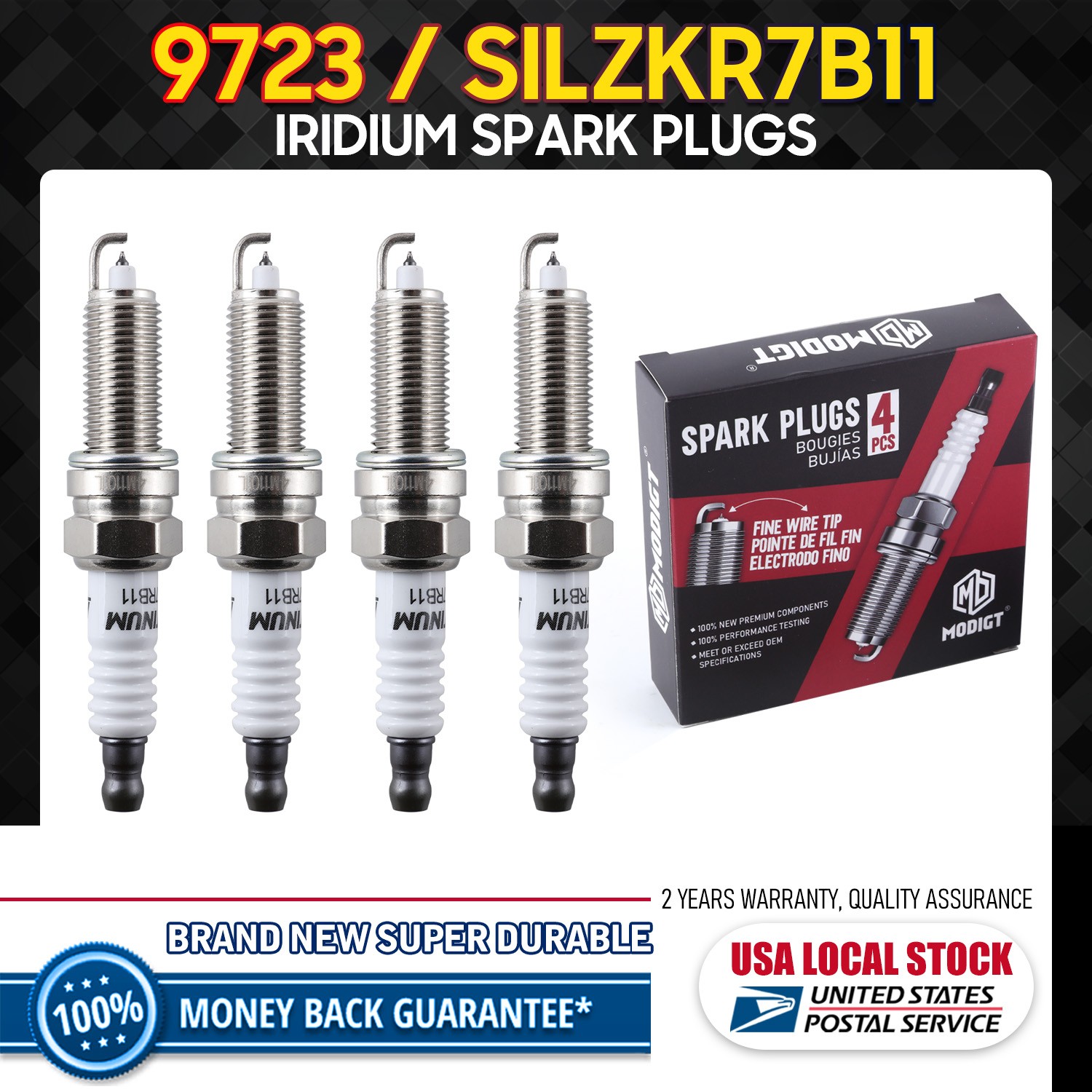 4Pcs High-quality IX Iridium Spark Plugs For NGK 9723/SILZKR7B11 OEM Replacement