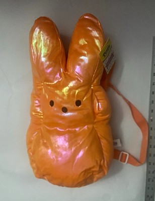 Peeps Bunny Mini Backpack Orange Iridescent Zip Closure Adjustable Straps