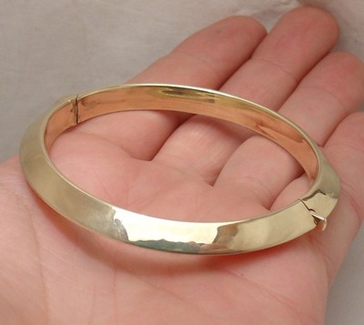 Messerschneide Pyramide Klapp Armreif Armband 14K Gelbgold vergoldet Silber