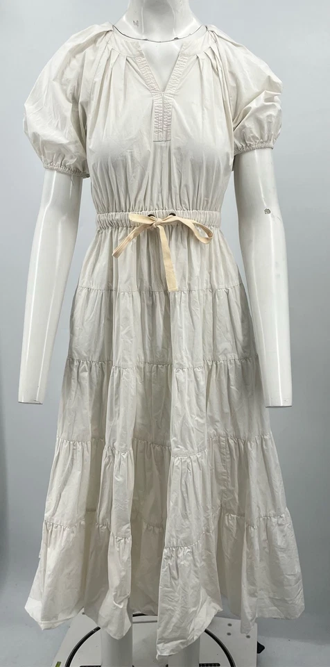 Vestido midi Ulla Johnson ALTRD MANCHADO 'Olina' blanco algodón manga corta talla 4 Foto 2 de 4