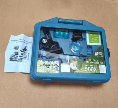 28-teiliges Kinder Mikroskop Set. '' Metallbau. MINT Science Kit. Neu