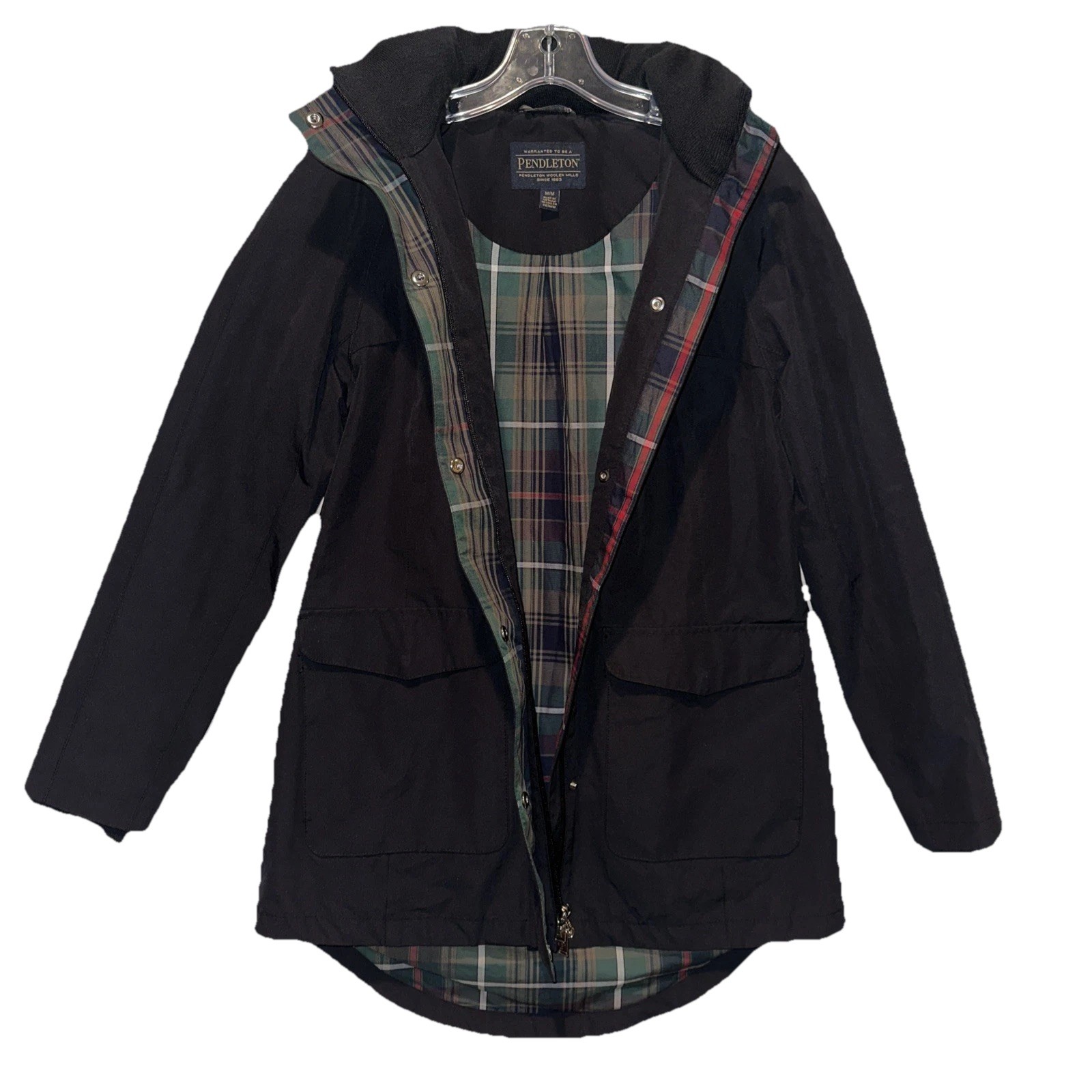 Woman's Pendleton Rain Jacket Medium Black Hooded… - image 1